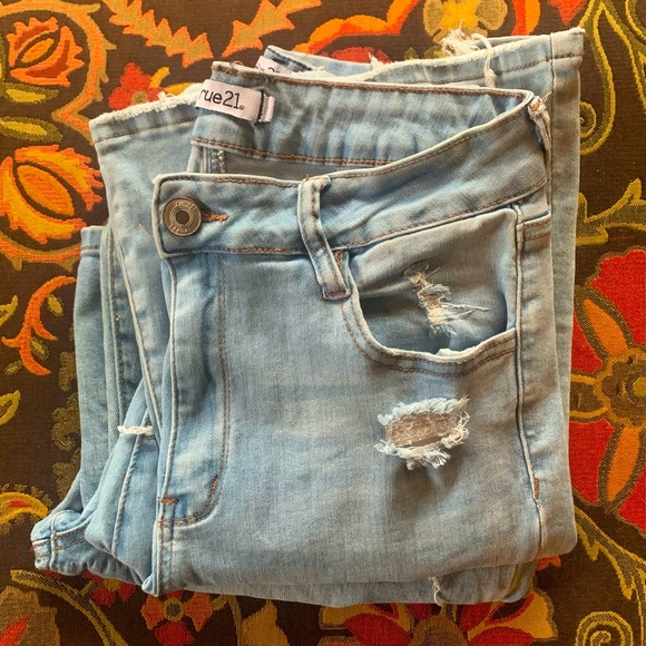 Rue21—Y2K Flare Distressed Ripped Light Wash Stretch Jeans, 2 Pairs (Size 12) - Picture 7 of 8